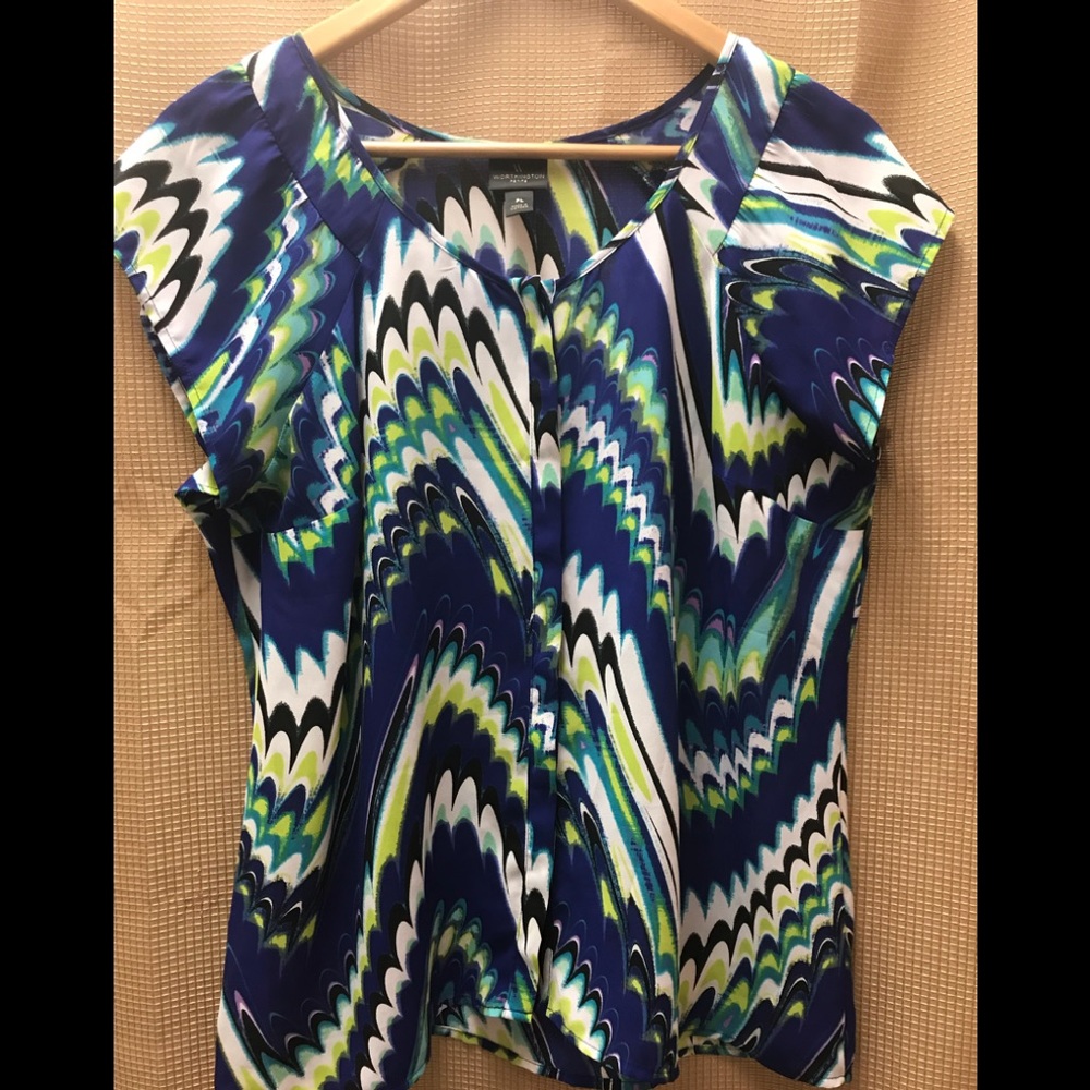 Worthington Flutter Sleeve Blouse Petite Large